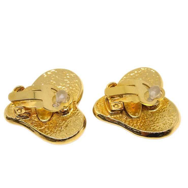 Chanel Gold Heart Earrings Clip-On 95P