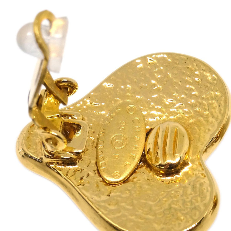 Chanel Gold Heart Earrings Clip-On 95P