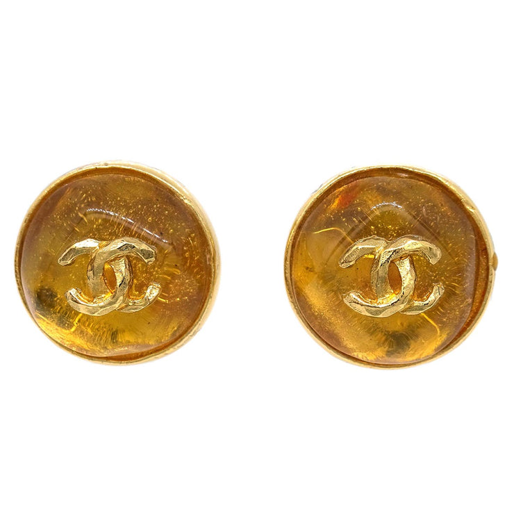Chanel Button Earrings Clip-On Gold 99P