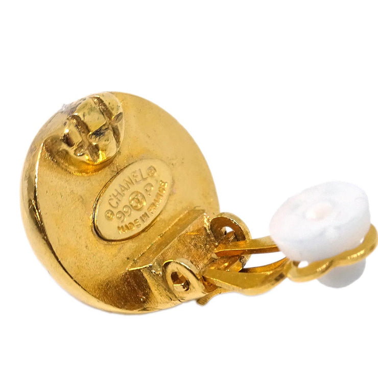 Chanel Button Earrings Clip-On Gold 99P