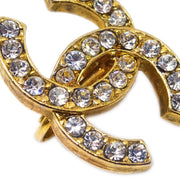 Chanel Gold CC Earrings Clip-On Rhinestone 2084