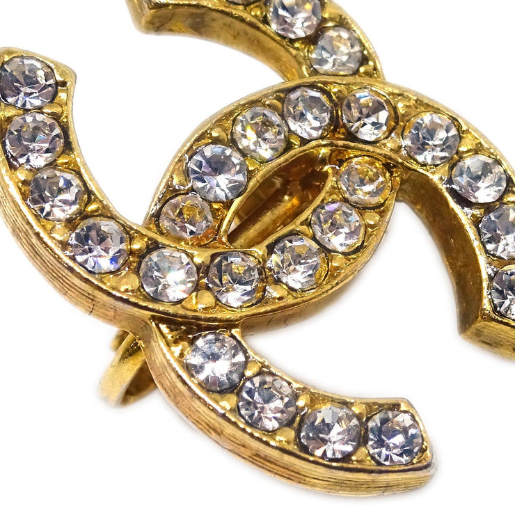 Chanel Gold CC Earrings Clip-On Rhinestone 2084