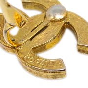 Chanel Gold CC Earrings Clip-On Rhinestone 2084