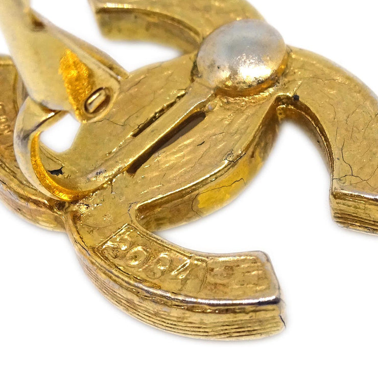 Chanel Gold CC Earrings Clip-On Rhinestone 2084