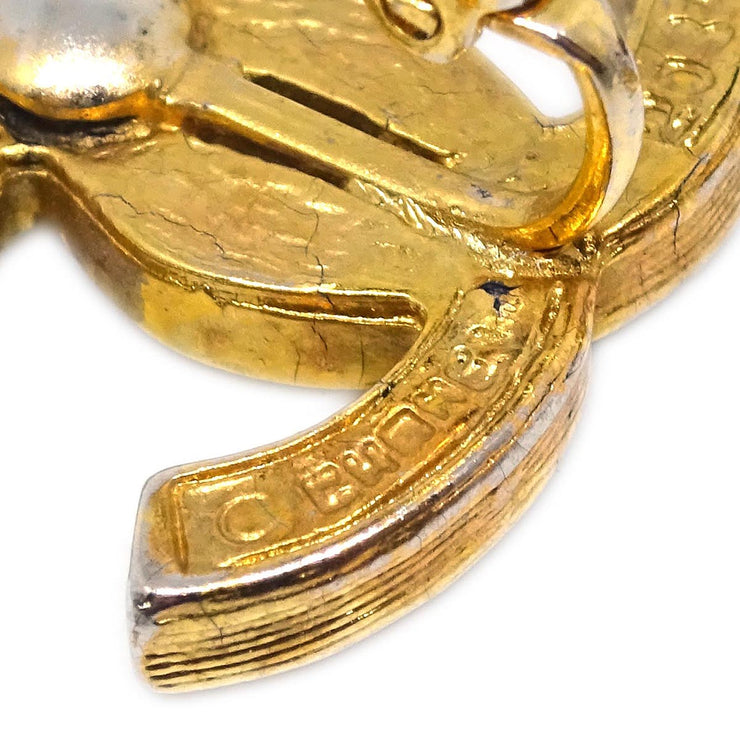 Chanel Gold CC Earrings Clip-On Rhinestone 2084
