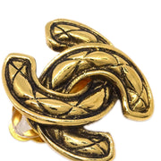 Chanel CC Quilted Earrings Clip-On Gold 2433