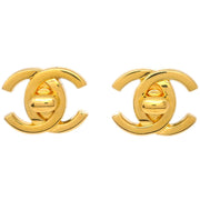 Chanel CC Turnlock Earrings Clip-On Gold Large 96P