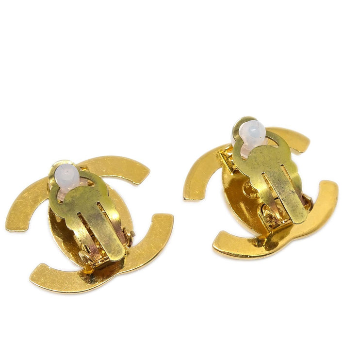 Chanel CC Turnlock Earrings Clip-On Gold Large 96P