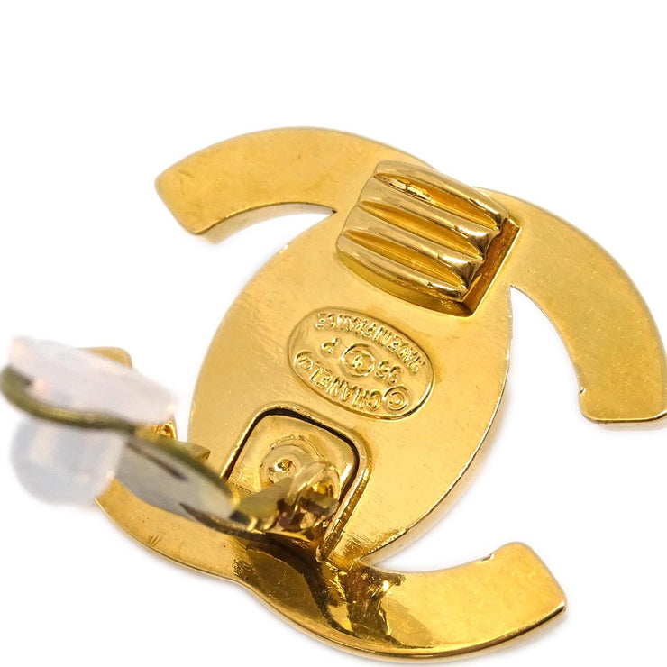 Chanel CC Turnlock Earrings Clip-On Gold Large 96P
