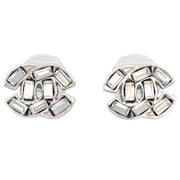 Chanel CC Piercing Earrings Silver Rhinestone 01P