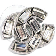 Chanel CC Piercing Earrings Silver Rhinestone 01P