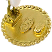 Chanel Gold Black Button Earrings Clip-On 95P