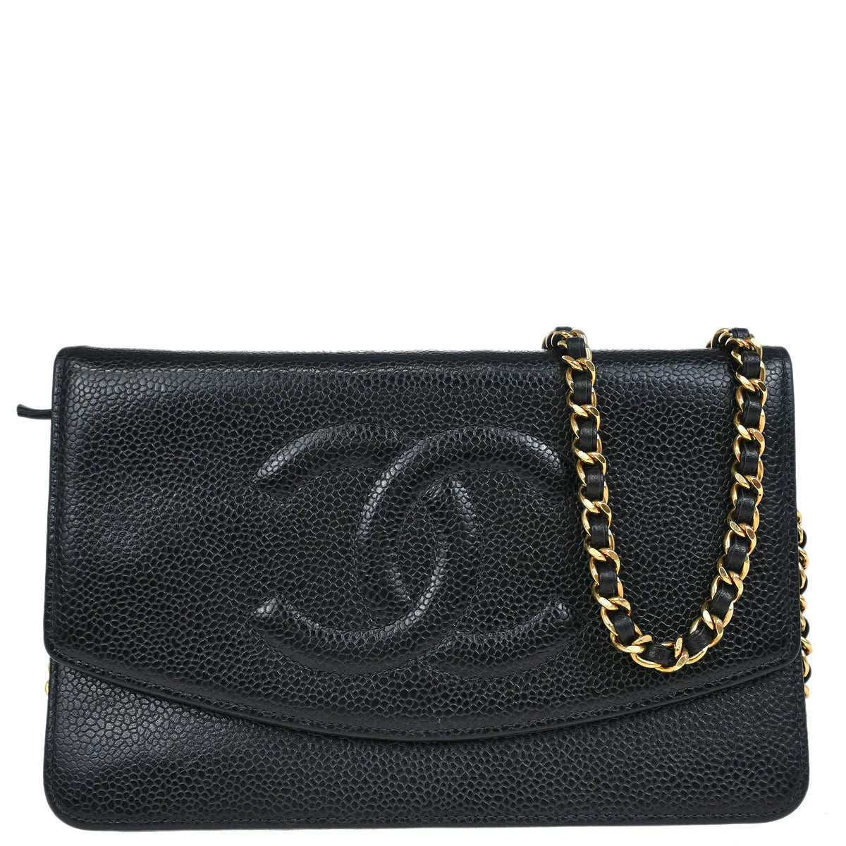 Chanel 1997-1999 Black Caviar Timeless Wallet on Chain WOC