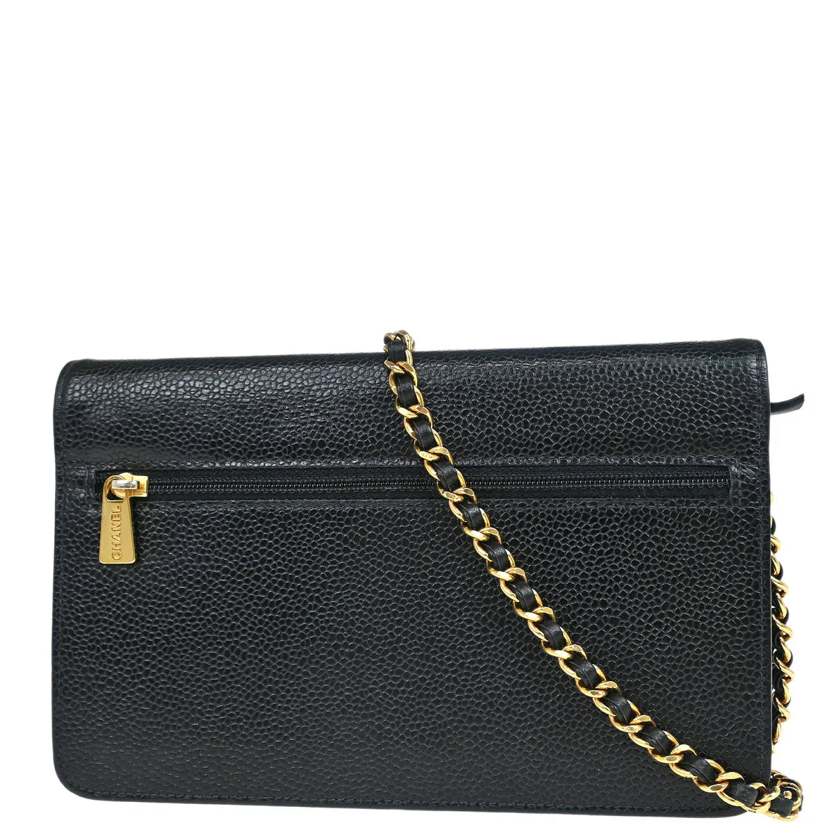 Chanel 1997-1999 Black Caviar Timeless Wallet on Chain WOC