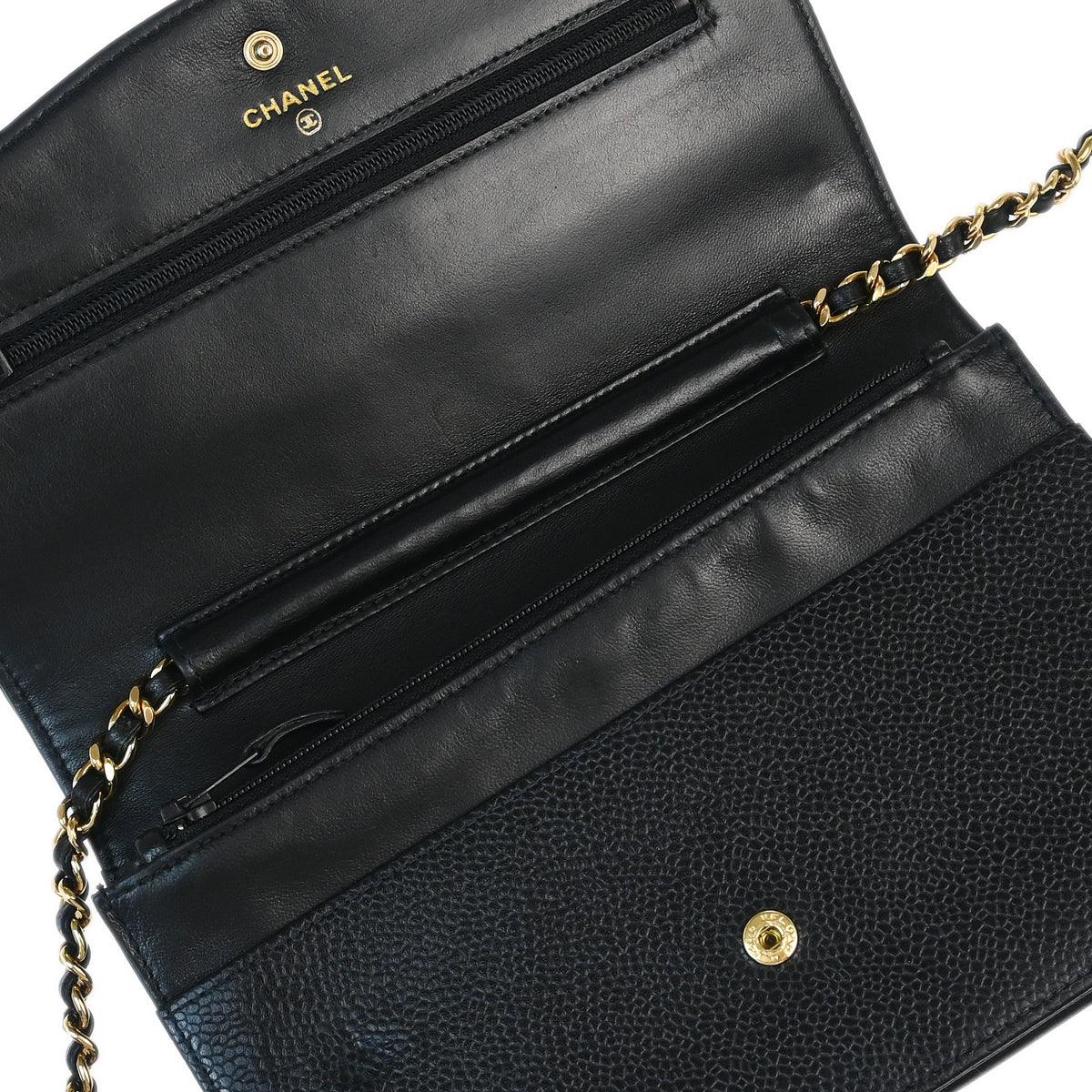 Chanel 1997-1999 Black Caviar Timeless Wallet on Chain WOC