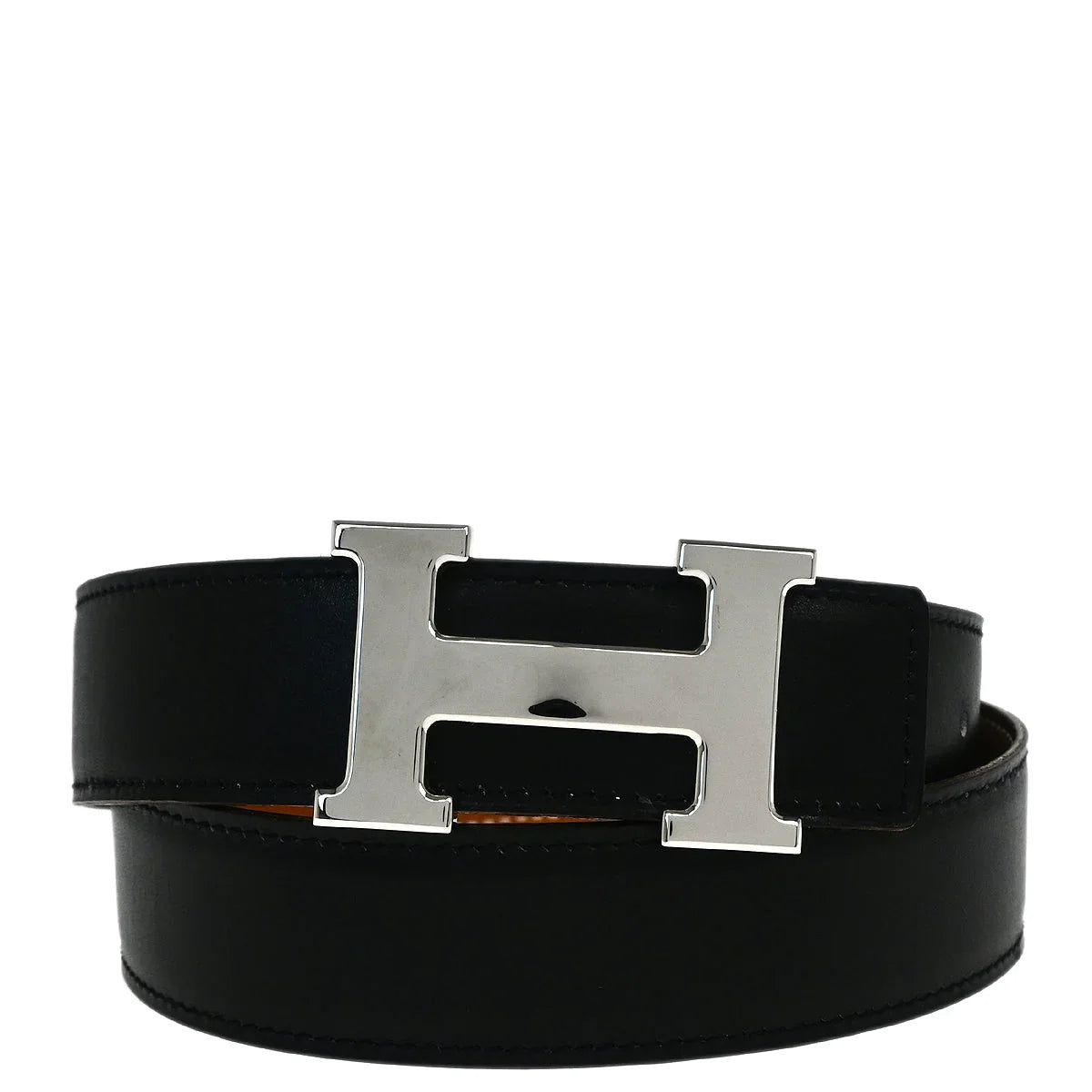 Hermes 2002 Black Box Calf Constance Reversible Belt #80 Small Good