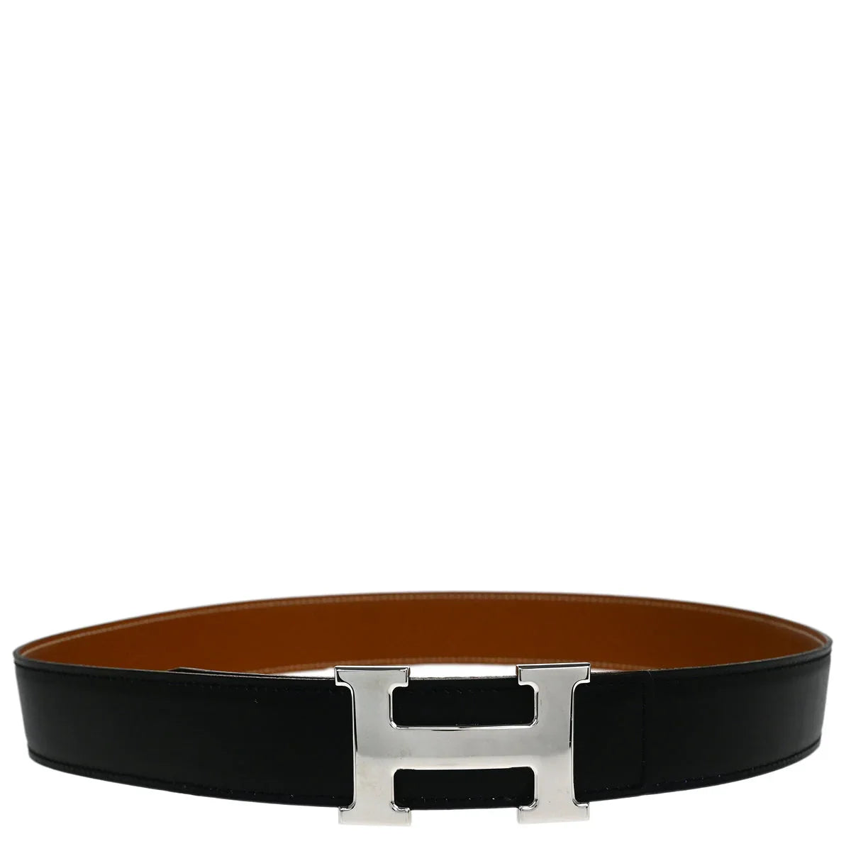 Hermes 2002 Black Box Calf Constance Reversible Belt #80 Small Good