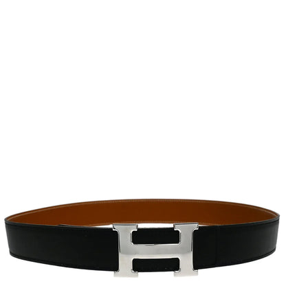 Hermes 2002 Black Box Calf Constance Reversible Belt #80 Small Good