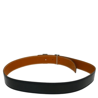 Hermes 2002 Black Box Calf Constance Reversible Belt #80 Small Good