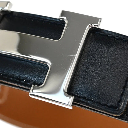 Hermes 2002 Black Box Calf Constance Reversible Belt #80 Small Good