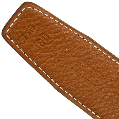 Hermes 2002 Black Box Calf Constance Reversible Belt #80 Small Good