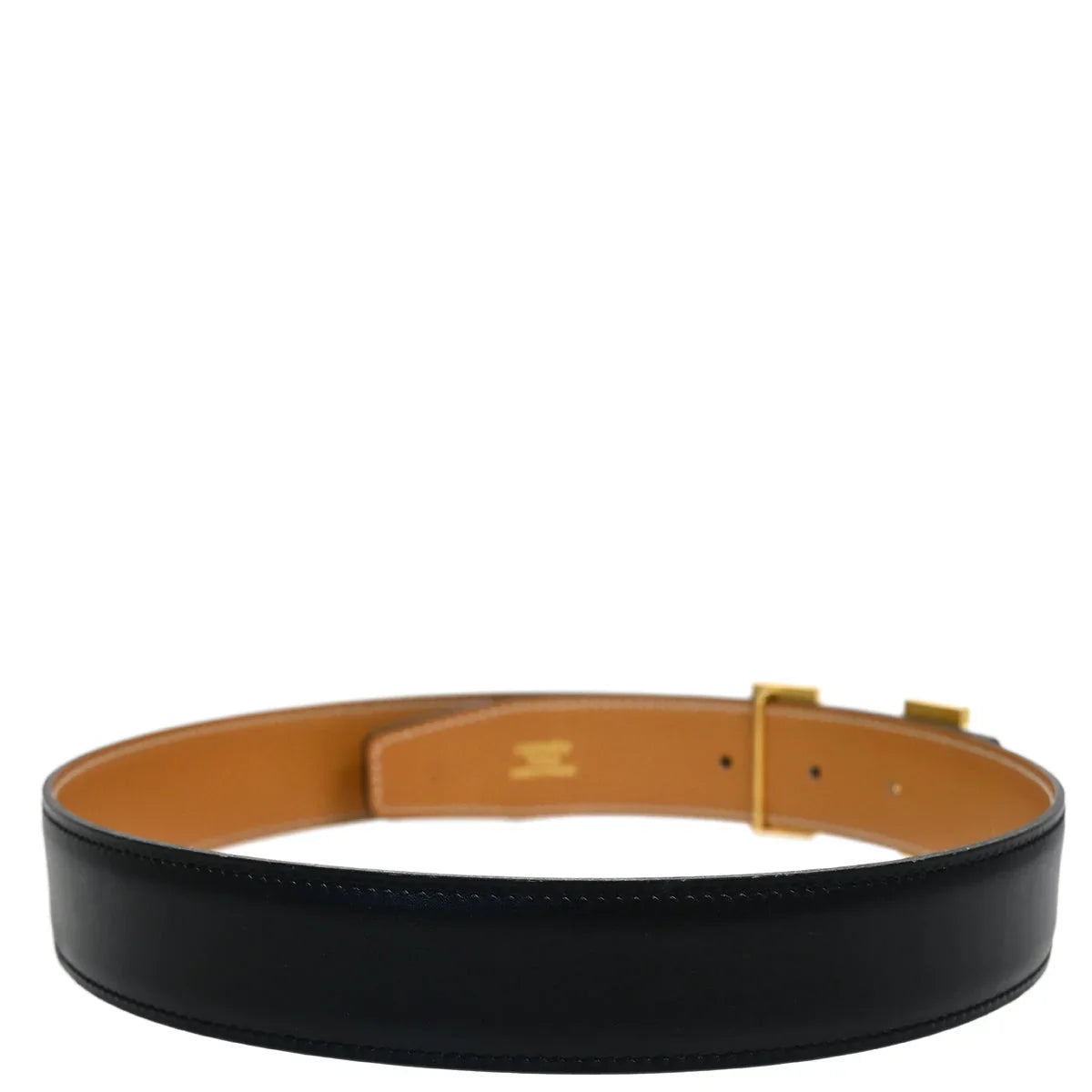 Hermes 1998 Black Box Calf Constance Reversible Belt #65 Small Good