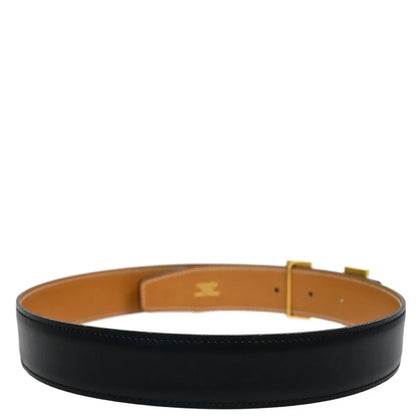 Hermes 1998 Black Box Calf Constance Reversible Belt #65 Small Good