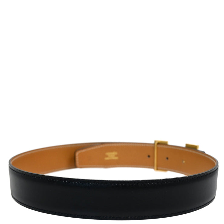 Hermes 1998 Black Box Calf Constance Reversible Belt #65 Small Good