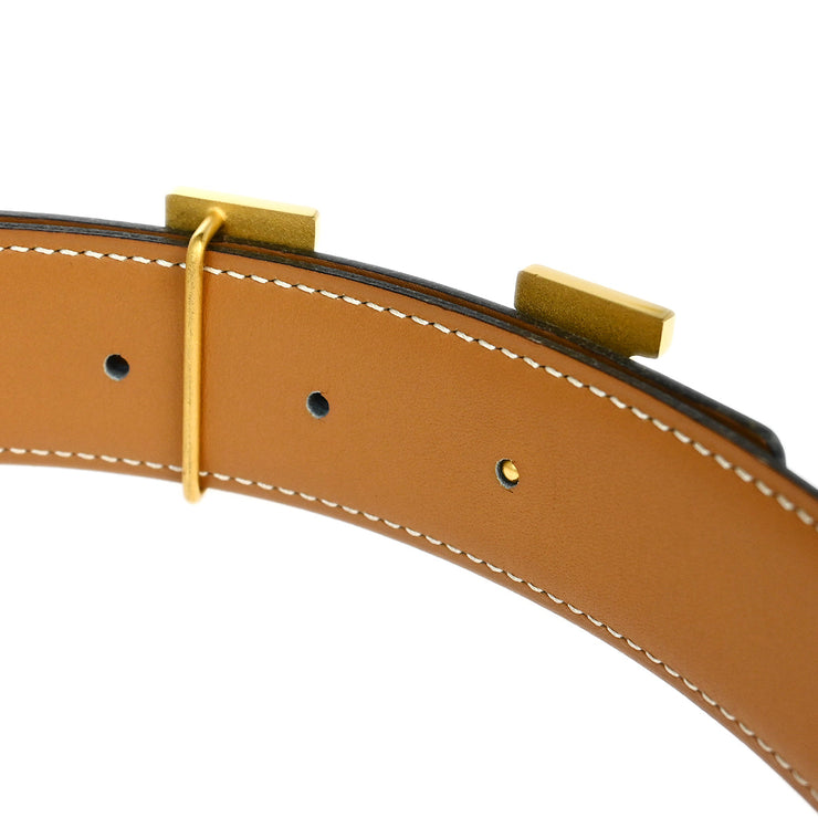 Hermes 1998 Black Box Calf Constance Reversible Belt #65 Small Good