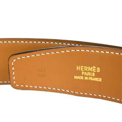 Hermes 1998 Black Box Calf Constance Reversible Belt #65 Small Good