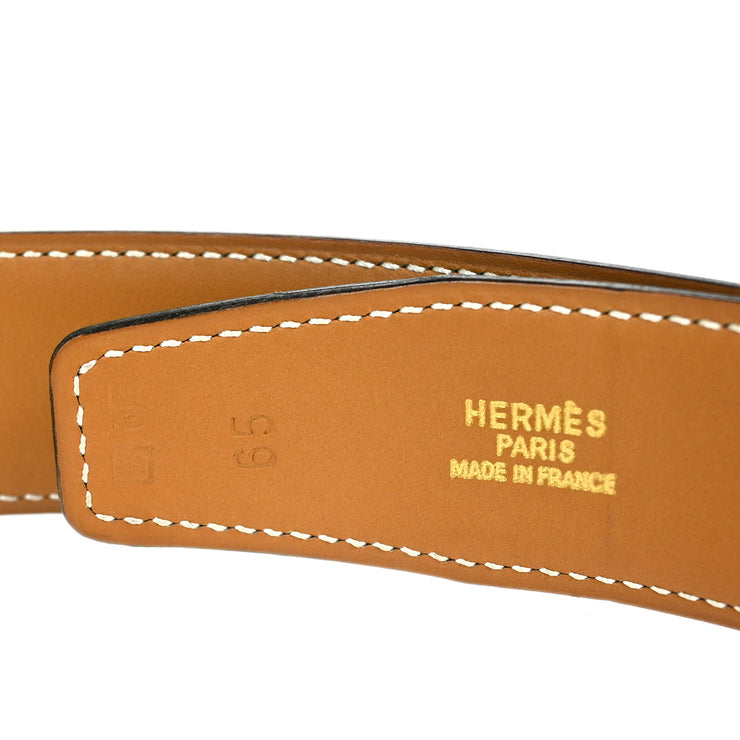 Hermes 1998 Black Box Calf Constance Reversible Belt #65 Small Good