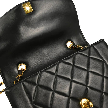 Chanel 1994-1996 Black Lambskin Small Diana Shoulder Bag