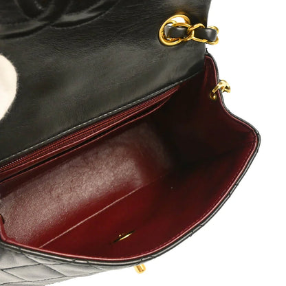 Chanel 1994-1996 Black Lambskin Mini Classic Square Flap Shoulder Bag