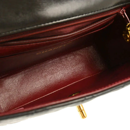 Chanel 1994-1996 Black Lambskin Mini Classic Square Flap Shoulder Bag