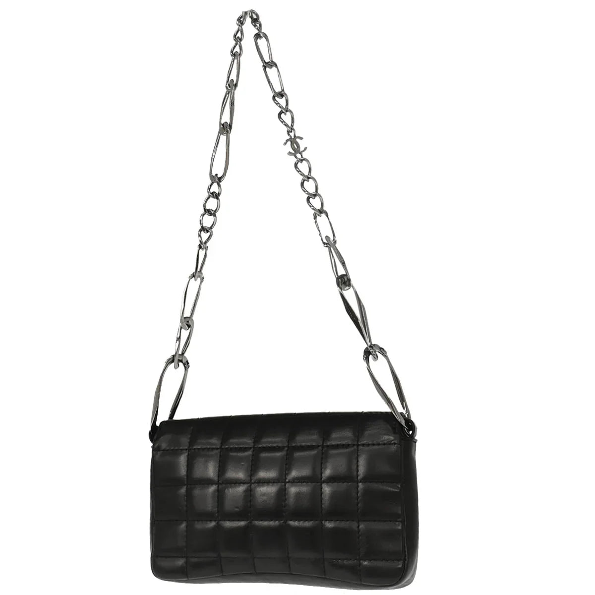 Chanel 2003-2004 Black Lambskin Choco Bar Full Flap Shoulder Bag