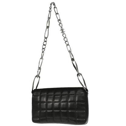Chanel 2003-2004 Black Lambskin Choco Bar Full Flap Shoulder Bag