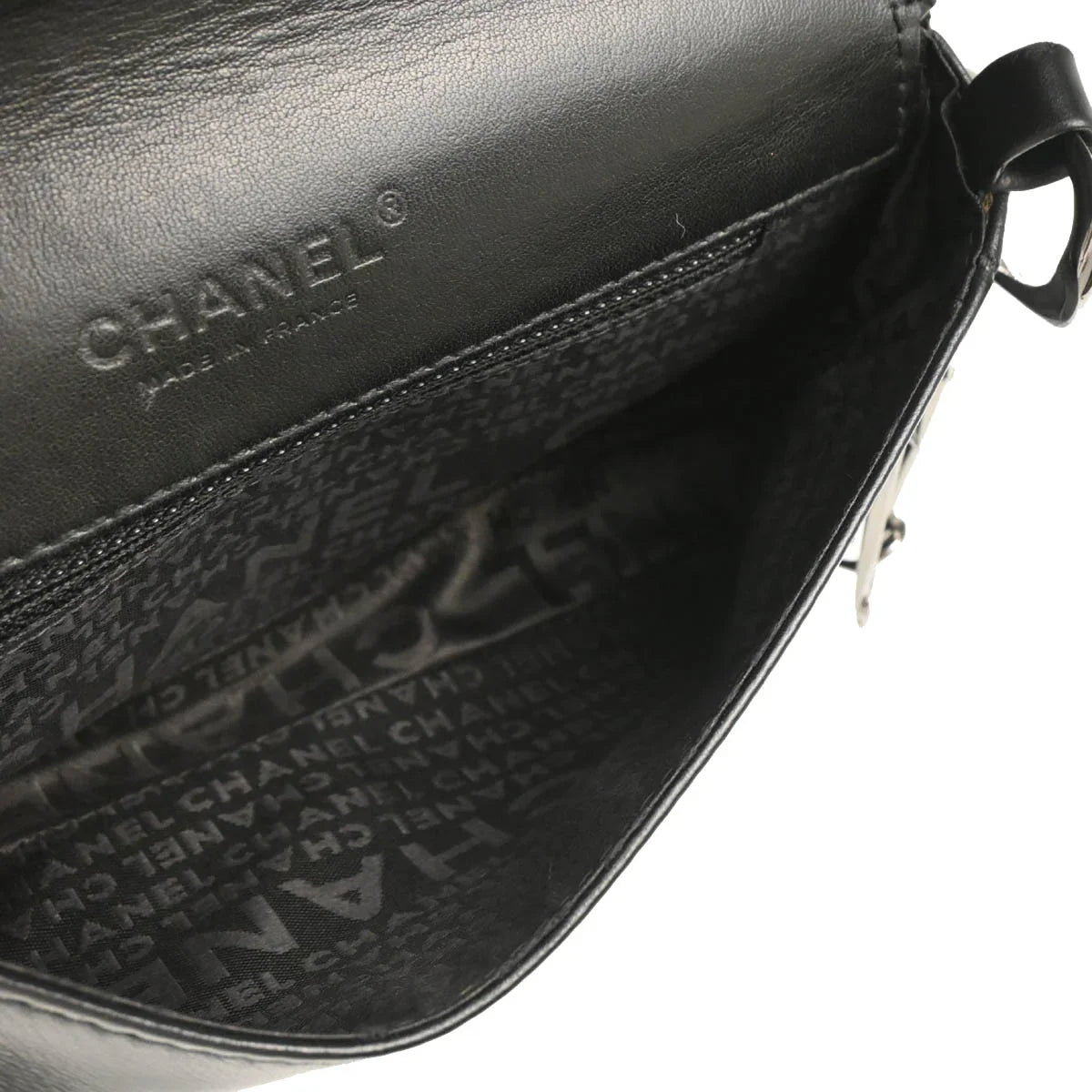 Chanel 2003-2004 Black Lambskin Choco Bar Full Flap Shoulder Bag