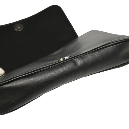 Chanel 2003-2004 Black Lambskin Choco Bar Full Flap Shoulder Bag