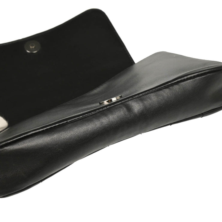 Chanel 2003-2004 Black Lambskin Choco Bar Full Flap Shoulder Bag
