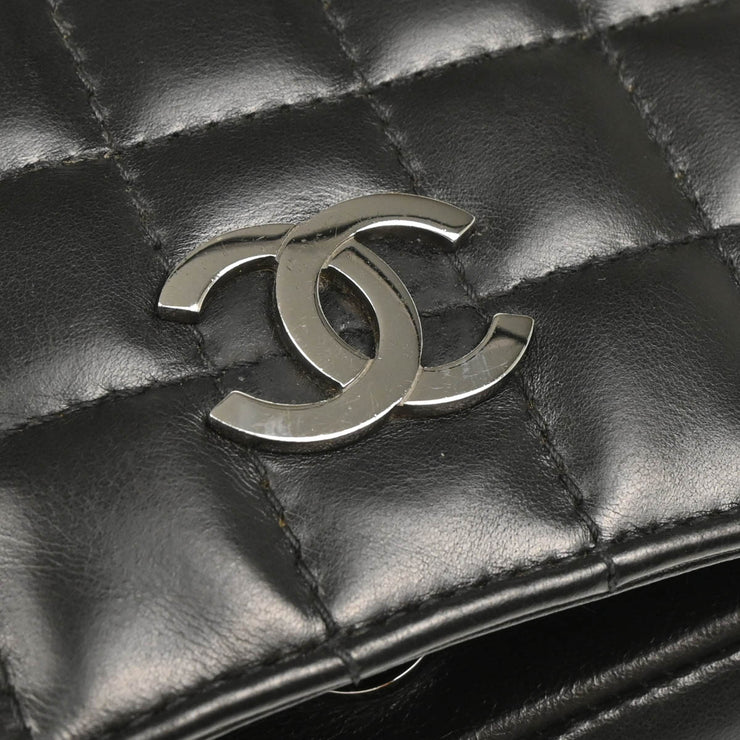 Chanel 2003-2004 Black Lambskin Choco Bar Full Flap Shoulder Bag
