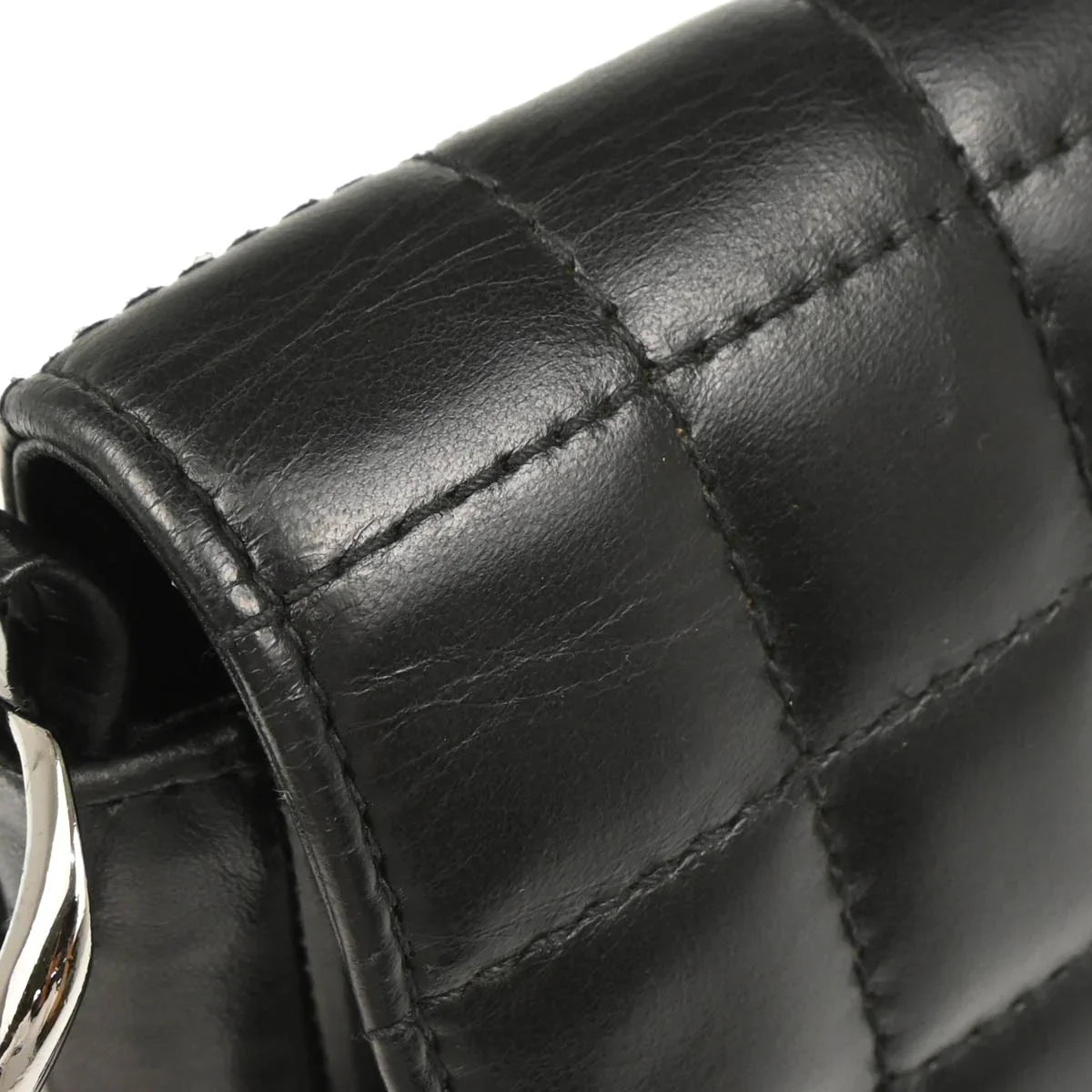 Chanel 2003-2004 Black Lambskin Choco Bar Full Flap Shoulder Bag