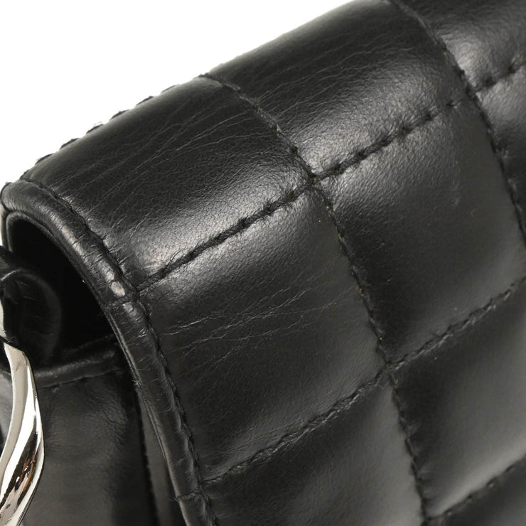 Chanel 2003-2004 Black Lambskin Choco Bar Full Flap Shoulder Bag