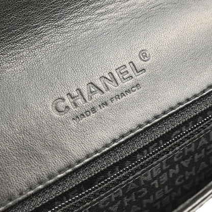 Chanel 2003-2004 Black Lambskin Choco Bar Full Flap Shoulder Bag