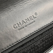 Chanel 2003-2004 Black Lambskin Choco Bar Full Flap Shoulder Bag