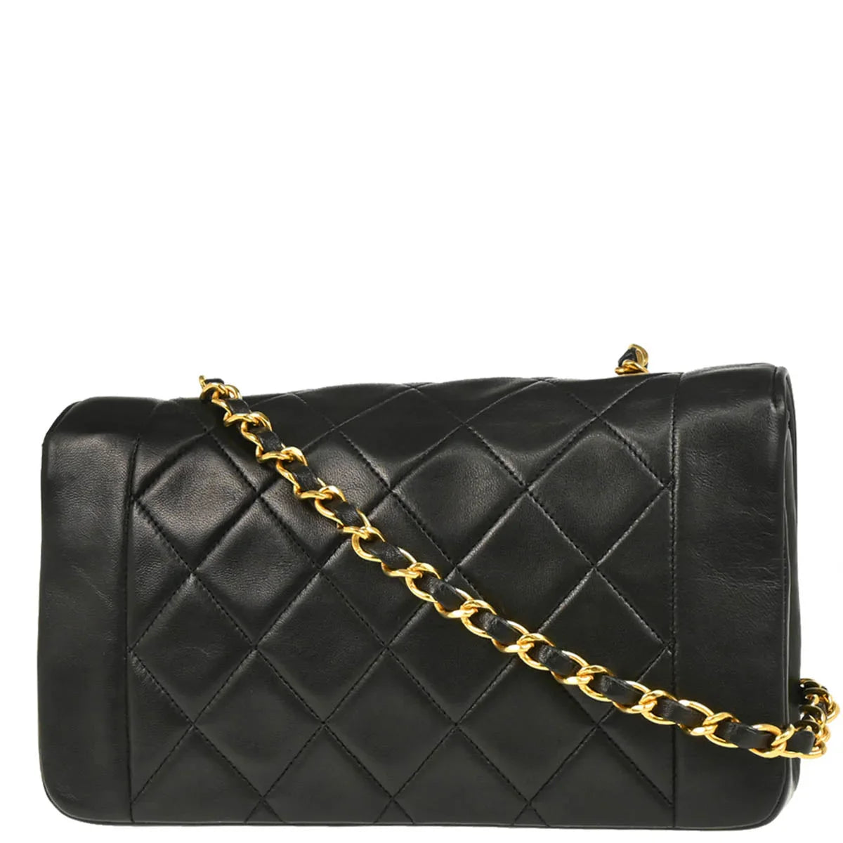 Chanel 1989-1991 Black Lambskin Single Flap Shoulder Bag