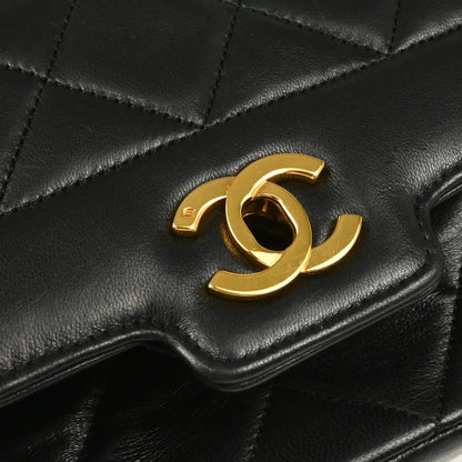 Chanel 1989-1991 Black Lambskin Single Flap Shoulder Bag