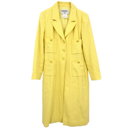 Chanel 1997 Single Breasted Jacket Coat Yellow #38