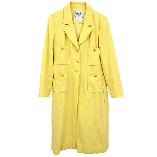 Chanel 1997 Single Breasted Jacket Coat Yellow #38