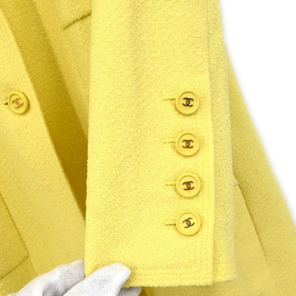 Chanel 1997 Single Breasted Jacket Coat Yellow #38