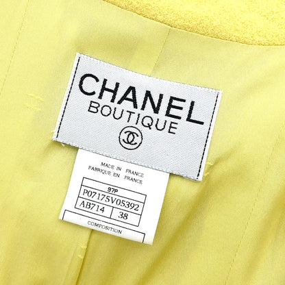 Chanel 1997 Single Breasted Jacket Coat Yellow #38